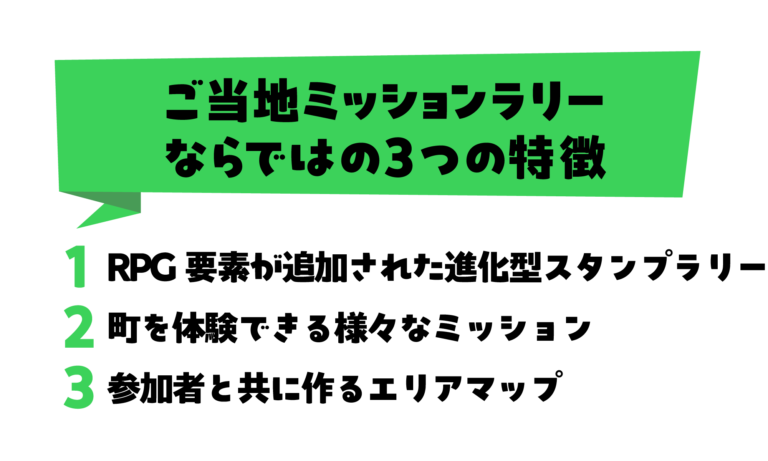 デジタルで行うスタンプラリー「ご当地ミッションラリー」の特徴